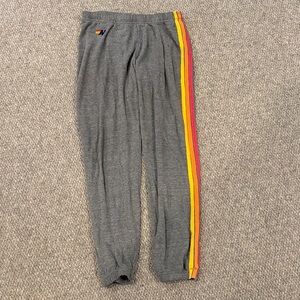 Aviator Nation Gray Sweatpants with Red and Yellow Accents